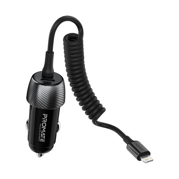 بروميت PowerDrive33-PDI شاحن سيارة 33 واط مع كابل لايتنينغ، يدعم توصيل طاقة 20 واط وQuick Charge 3.0 للأجهزة الذكية
