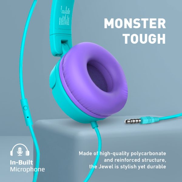 ⁦بروميت Jewel سماعة رأس سلكية للأطفال بتصميم آذان قطة، صوت KidSafe 85–95 ديسيبل، ميكروفون مدمج، وقابلة للطي والمشاركة⁩ - الصورة ⁦3⁩