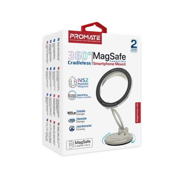 ⁦بروميت MagHoop-Lite حامل جوال MagSafe بتصميم مضاد للانزلاق، دوران 360°، ارتفاع قابل للتعديل، وحلقة معدنية مرفقة⁩ - الصورة ⁦9⁩