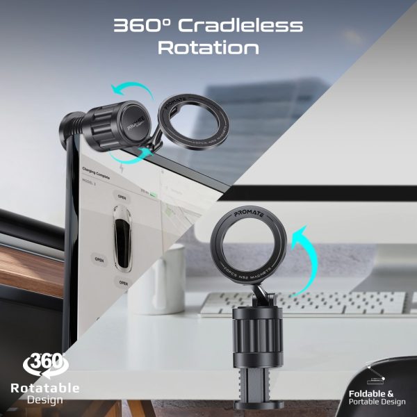 ⁦بروميت SnagMount حامل مغناطيسي متوافق مع MagSafe، مضاد للاهتزاز، دوران 360°، ومشبك للأسطح حتى 30 مم⁩ - الصورة ⁦4⁩