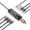 بروميت TransHub-Pro موزع شفاف 11 في 1 مع طاقة 100 واط، HDMI 4K، LAN، USB، وفتحات SD/TF