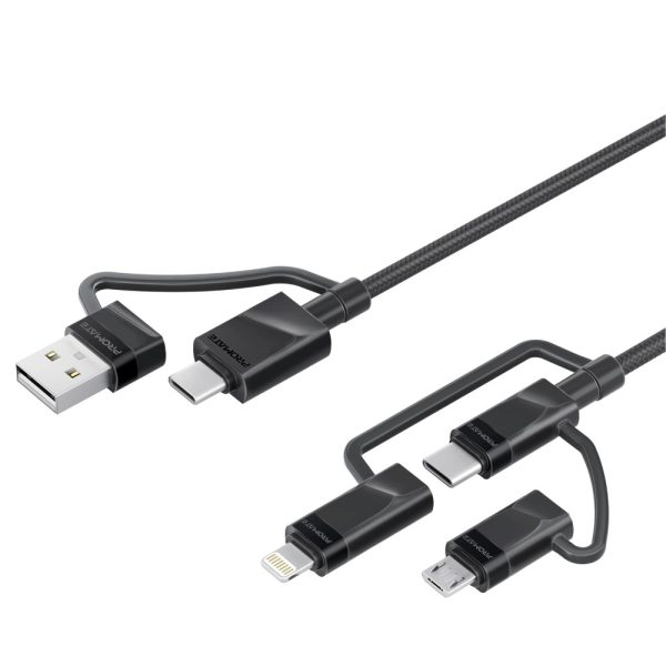 بروميت PentaPower كابل 6 في 1 للشحن ونقل البيانات، بقدرة 60 واط، يضم موصلات USB-C، لايتنينغ، وMicro-USB لتوصيل متعدد بكفاءة عالية