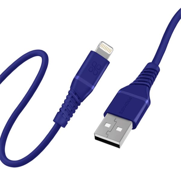 ⁦بروميت PowerLine-Ai120 كابل لايتنينغ معتمد MFi بطول 1.2 متر، متين حتى 25000 انحناءة، بملمس سيليكون ناعم لشحن ونقل بيانات مريح وآمن لأجهزة Apple⁩ - الصورة ⁦3⁩