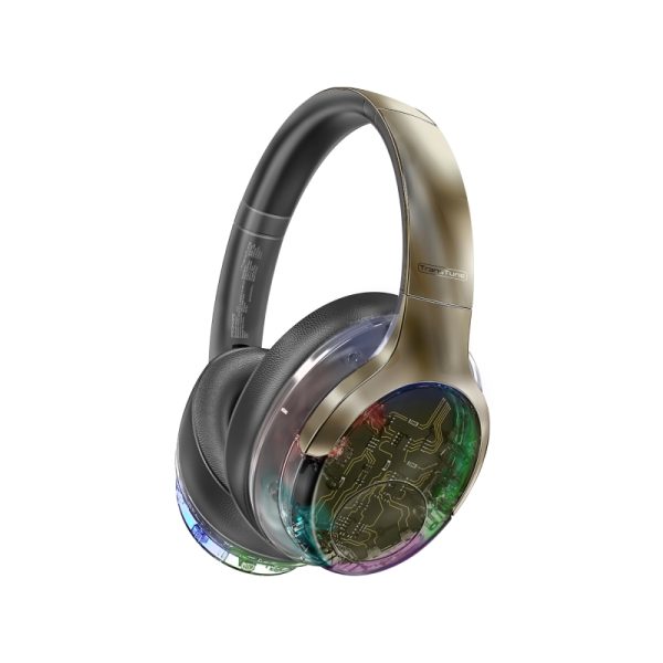 بروميت TransTune سماعات رأس لاسلكية متطورة مع تقنية إلغاء الضوضاء وإضاءة RGB ووقت تشغيل 40 ساعة
