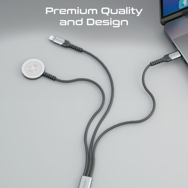 ⁦بروميت iCharge-Trio كابل 5 في 1 بقدرة 60 واط، يضم USB-C فائق السرعة، شاحن لايتنينغ 27 واط، شاحن ساعة أبل 2.5 واط، بطول 1.5 متر لشحن ونقل بيانات بكفاءة عالية⁩ - الصورة ⁦7⁩