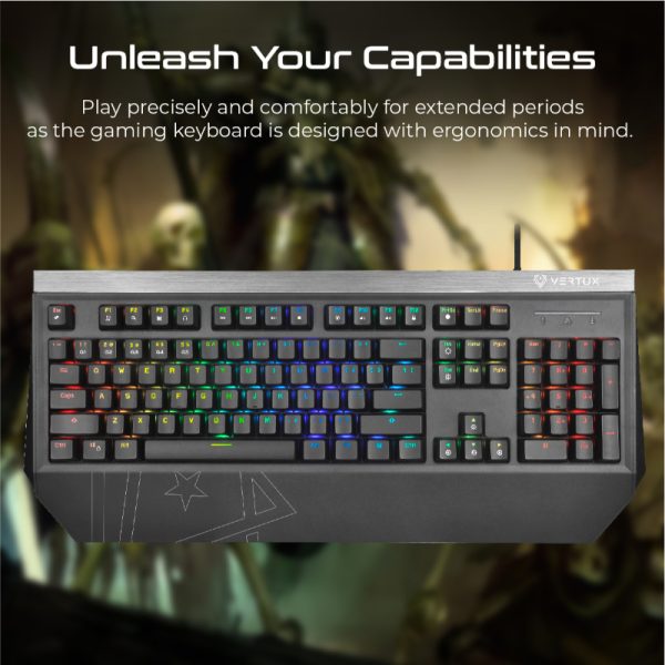 ⁦بروميت Tantalum لوحة مفاتيح سلكية كاملة الحجم بـ 104 مفتاح، RGB قابل للتخصيص، ومسند راحة يد مريح⁩ - الصورة ⁦5⁩