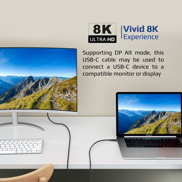 ⁦بروميت PowerBolt240-2M كابل USB-C بقوة 240 واط، نقل بيانات 40Gbps، دعم فيديو 8K@60Hz، بطول 2 متر لأداء فائق وشحن فائق السرعة⁩ - الصورة ⁦7⁩