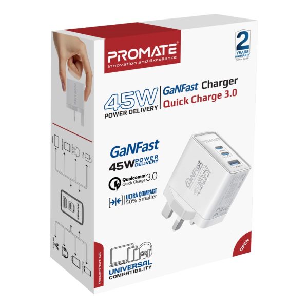 ⁦بروميت PowerPort-45 محول بمنفذي USB-C بقوة 45 واط ومنفذ USB QC بقوة 22.5 واط⁩ - الصورة ⁦13⁩