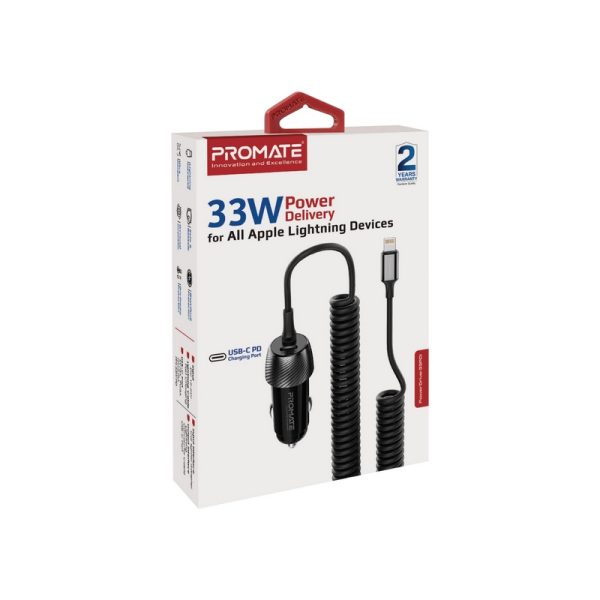 ⁦بروميت PowerDrive33-PDI شاحن سيارة 33 واط مع كابل لايتنينغ، يدعم توصيل طاقة 20 واط وQuick Charge 3.0 للأجهزة الذكية⁩ - الصورة ⁦2⁩