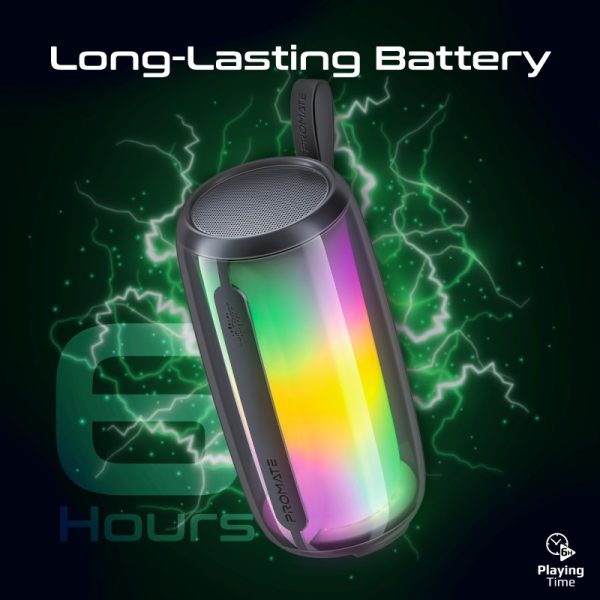⁦بروميت LumiTower مكبر صوت 8 واط بإضاءة LED قوس قزح، دعم TWS، ووقت تشغيل 6 ساعات للموسيقى والمكالمات⁩ - الصورة ⁦9⁩