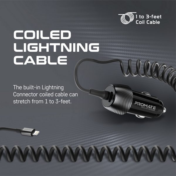 ⁦بروميت PowerDrive33-PDI شاحن سيارة 33 واط مع كابل لايتنينغ، يدعم توصيل طاقة 20 واط وQuick Charge 3.0 للأجهزة الذكية⁩ - الصورة ⁦3⁩