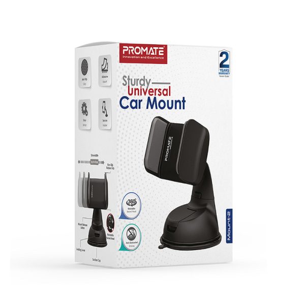 ⁦بروميت Mount-2 حامل هاتف عالمي بتثبيت قوي على الأسطح الملساء، قابل للتعديل بدون أدوات أو لاصق⁩ - الصورة ⁦5⁩