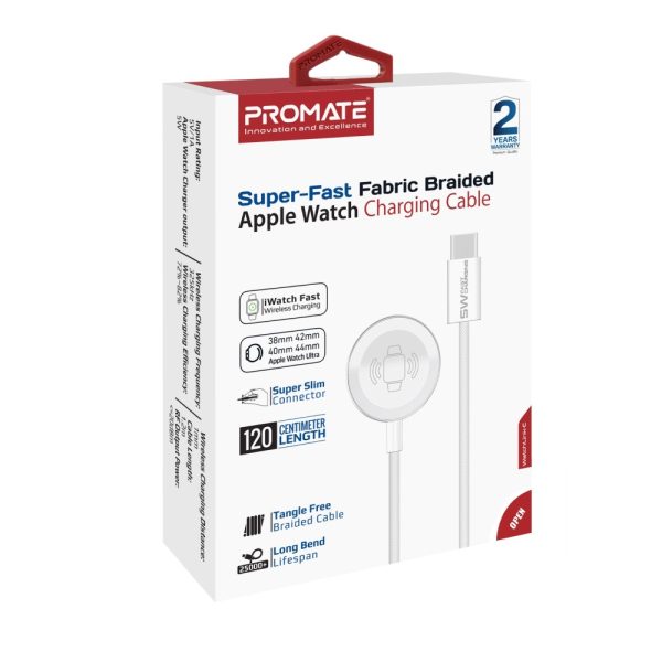 ⁦بروميت WatchLink-C كابل شحن USB-C إلى ساعة أبل، بقوة 5 واط، بطول 1.2 متر، مضفر ومتين لشحن سريع وآمن⁩ - الصورة ⁦7⁩