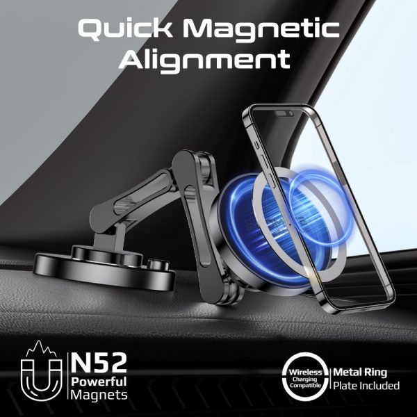 ⁦بروميت Magnus حامل هاتف بتصميم مضاد للانزلاق، دوران 360°، وضبط ارتفاع ثلاثي المحاور لثبات مثالي أثناء القيادة⁩ - الصورة ⁦6⁩