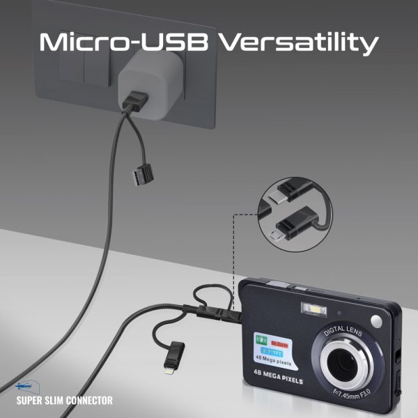 ⁦بروميت PentaPower كابل 6 في 1 للشحن ونقل البيانات، بقدرة 60 واط، يضم موصلات USB-C، لايتنينغ، وMicro-USB لتوصيل متعدد بكفاءة عالية⁩ - الصورة ⁦2⁩