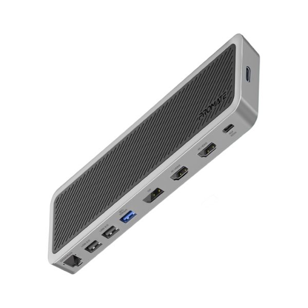 بروميت ApexHub-MST موزع 13 في 1 بمنفذي HDMI وDisplayPort بدقة 4K، شبكة LAN، USB-C PD 100 واط، AUX، قارئ SD/TF، ومنافذ USB 3.0/2.0 لتوصيل شامل وفعال