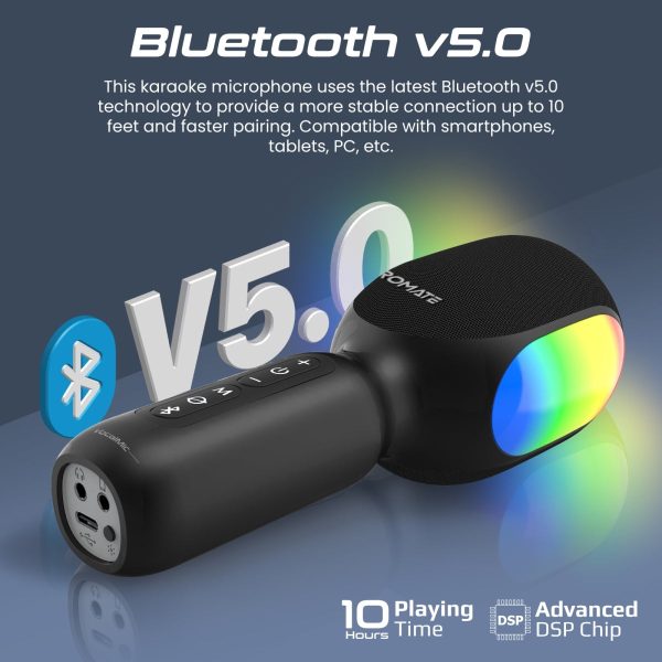 ⁦بروميت VocalMic ميكروفون بلوتوث كاريوكي مزود بمكبر صوت قوي وأضواء LED⁩ - الصورة ⁦5⁩