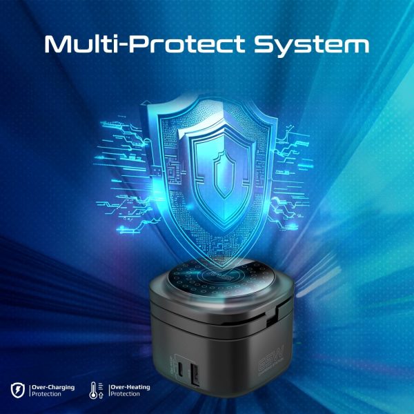⁦بروميت Rubix-65W محطة شحن MagSafe بقوة 65 واط، تدعم شحن لاسلكي 15 واط للأيربودز، شحن سريع لساعة أبل، منفذ USB-C 45 واط، ومنفذ USB-A QC3.0 بقدرة 45 واط⁩ - الصورة ⁦11⁩