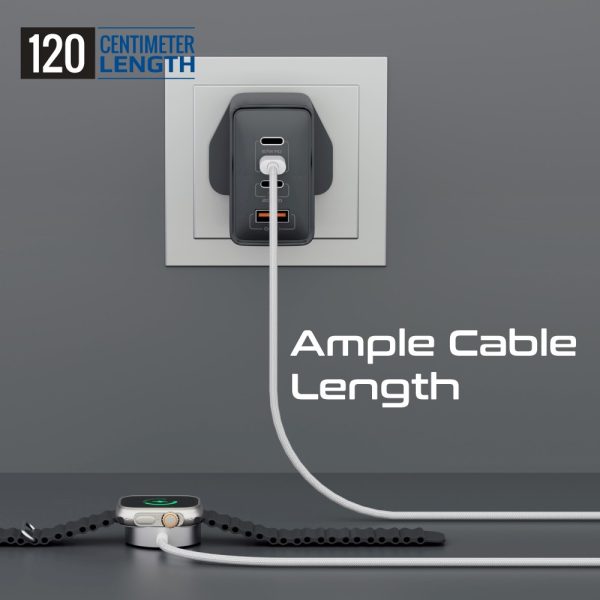⁦بروميت WatchLink-C كابل شحن USB-C إلى ساعة أبل، بقوة 5 واط، بطول 1.2 متر، مضفر ومتين لشحن سريع وآمن⁩ - الصورة ⁦4⁩