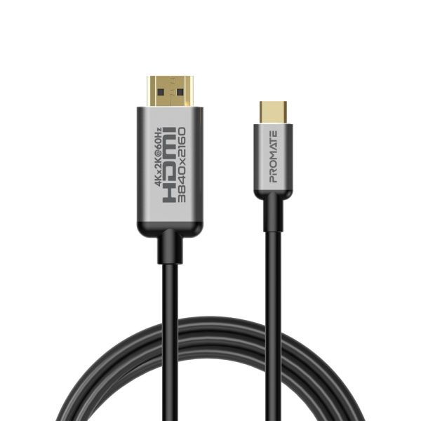 بروميت HDLink-60H كابل USB-C إلى HDMI بدقة 4K@60Hz، بطول 1.8 متر، بموصلات مضادة للتآكل لتجربة عرض فائقة الوضوح