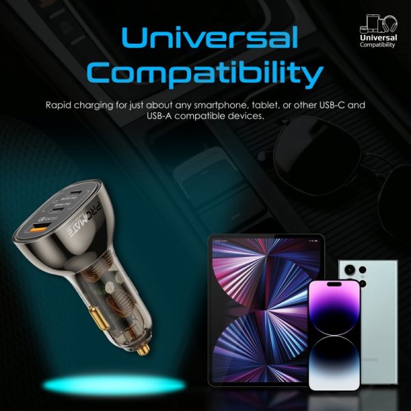 ⁦بروميت TransDrive-80W شاحن سيارة شفاف بقوة 80 واط، بمنفذي USB-C (30 و20 واط) ومنفذ شحن سريع 30 واط للأجهزة المتعددة⁩ - الصورة ⁦3⁩