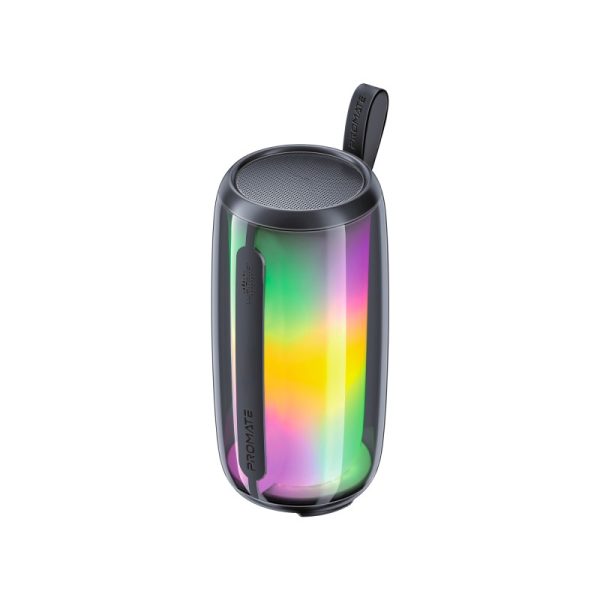 بروميت LumiTower مكبر صوت 8 واط بإضاءة LED قوس قزح، دعم TWS، ووقت تشغيل 6 ساعات للموسيقى والمكالمات