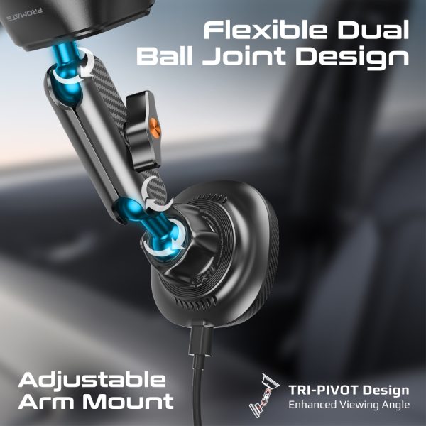 ⁦بروميت FlexDrive-Qi2 شاحن سيارة لاسلكي Qi2 بقوة 15 واط، بتقنية FlexiGrip™، مفاصل مزدوجة لتعديل مرن، ومناسب للزجاج الأمامي أو لوحة القيادة⁩ - الصورة ⁦7⁩