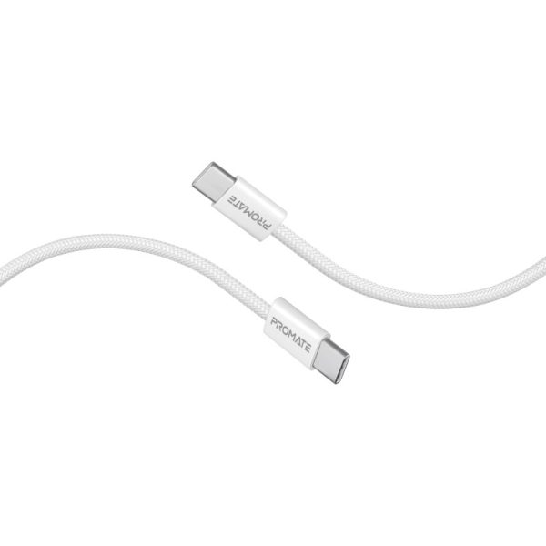 ⁦بروميت EcoLine-CC200 كابل USB-C فائق السرعة بقوة 60 واط، بطول 2 متر، مصنوع من قماش مضفر ومتين لتحمل أكثر من 25000 انحناءة، ويدعم الشحن السريع ونقل البيانات بكفاءة⁩ - الصورة ⁦5⁩
