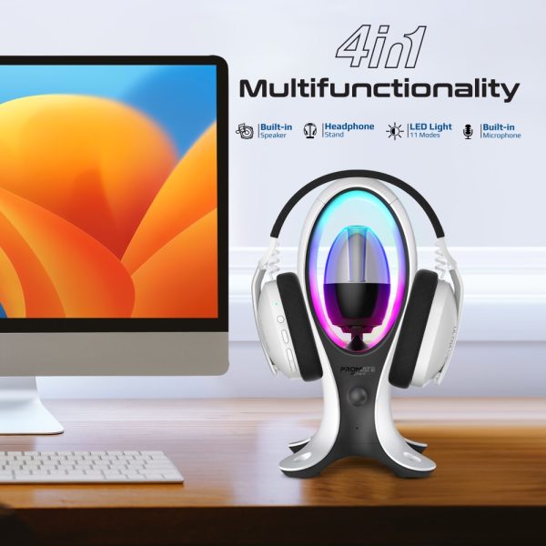 ⁦بروميت Alpha-X مكبر صوت بلوتوث عالي الدقة مع إضاءة RGB، شحن سريع بمنفذي USB-A وUSB-C، وحامل مدمج للسماعات⁩ - الصورة ⁦3⁩