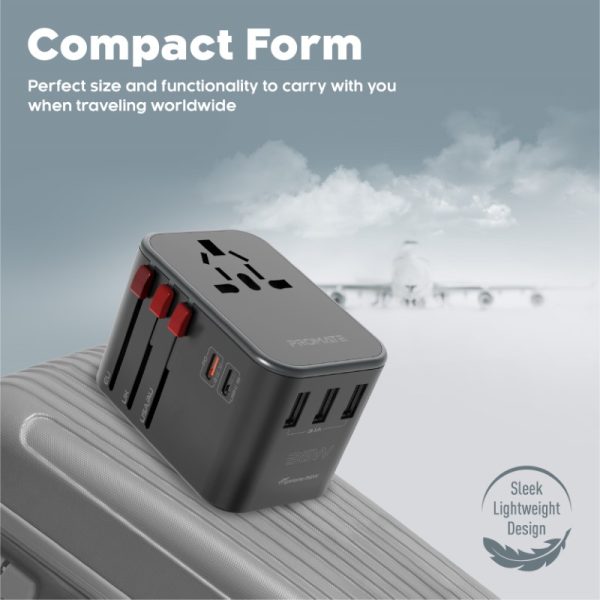 بروميت TripMate-36W محول سفر عالمي بقدرة 36 واط، مزود بمنفذي USB-C (20 واط + 15 واط) و3 منافذ USB ذكية، مع حماية من زيادة التيار بقوة 8 أمبير