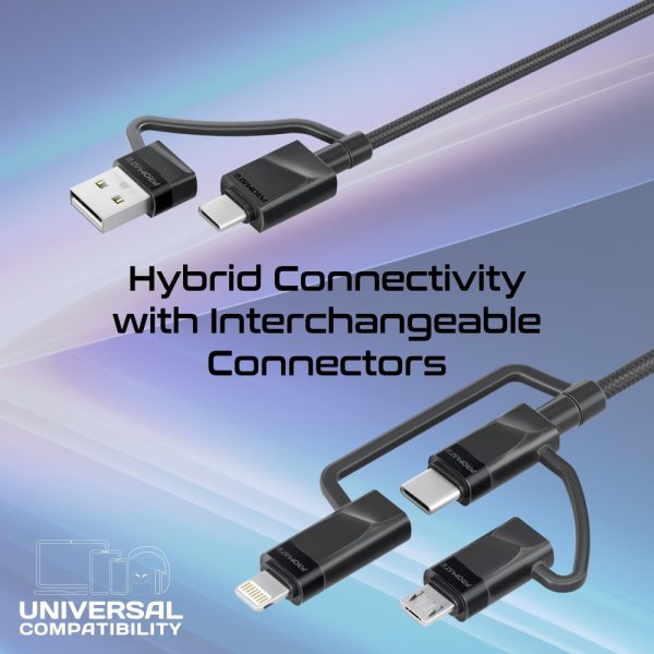 ⁦بروميت PentaPower كابل 6 في 1 للشحن ونقل البيانات، بقدرة 60 واط، يضم موصلات USB-C، لايتنينغ، وMicro-USB لتوصيل متعدد بكفاءة عالية⁩ - الصورة ⁦3⁩