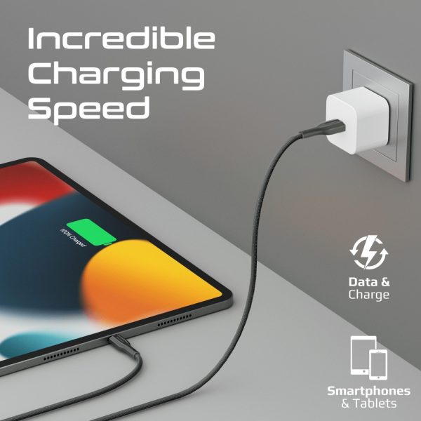 ⁦بروميت XCORD-AI200 كابل USB-A إلى لايتنينغ بقوة 10 واط، سرعة نقل 480Mbps، بطول 200 سم، سيليكون مضاد للتشابك، ومتين حتى 10,000 انحناءة⁩ - الصورة ⁦5⁩