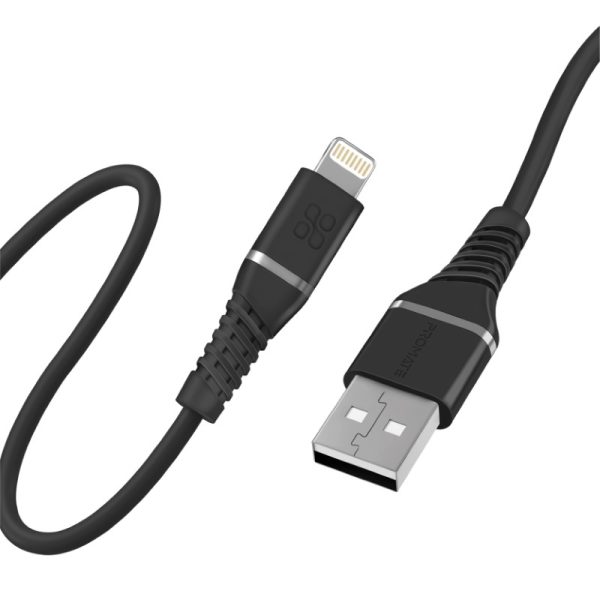 ⁦بروميت PowerLine-Ai120 كابل لايتنينغ معتمد MFi بطول 1.2 متر، متين حتى 25000 انحناءة، بملمس سيليكون ناعم لشحن ونقل بيانات مريح وآمن لأجهزة Apple⁩ - الصورة ⁦2⁩
