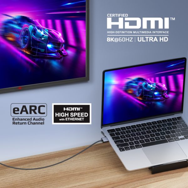 ⁦بروميت PrimeLink8K-150 كابل HDMI 2.1 نحيف بدقة 8K@60Hz، HDR ديناميكي، وموصلات مضادة للتآكل، بطول 1.5 متر⁩ - الصورة ⁦7⁩