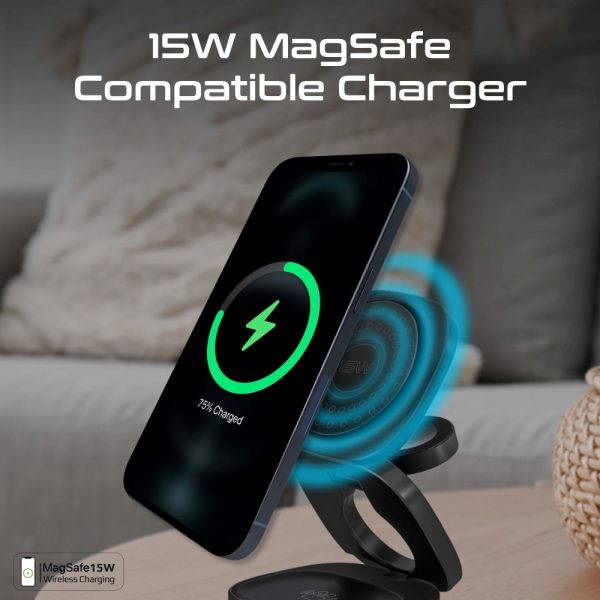 ⁦بروميت Rubix-65W محطة شحن MagSafe بقوة 65 واط، تدعم شحن لاسلكي 15 واط للأيربودز، شحن سريع لساعة أبل، منفذ USB-C 45 واط، ومنفذ USB-A QC3.0 بقدرة 45 واط⁩ - الصورة ⁦9⁩