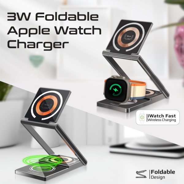 ⁦بروميت LucidFold-Trio محطة شحن شفافة 3 في 1، متوافقة مع MagSafe، بقدرة 15 واط للهاتف، 3 واط لساعة أبل، و5 واط للأجهزة اللاسلكية، تصميم فائق النحافة وقابل للطي⁩ - الصورة ⁦8⁩