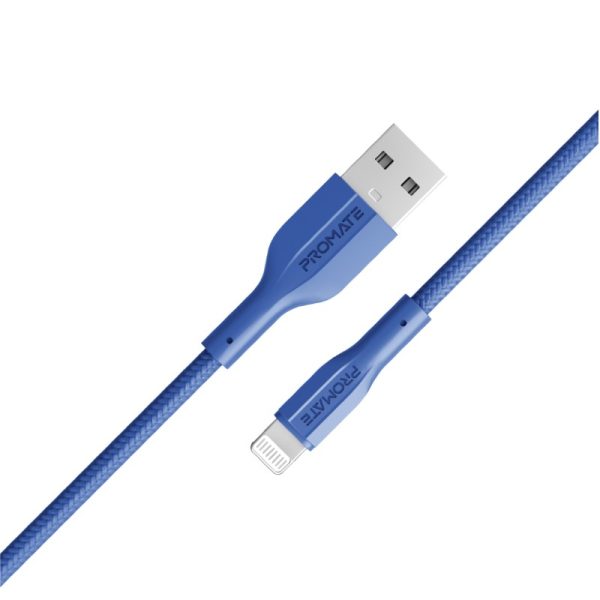 ⁦بروميت XCord-Ai كابل USB-A إلى لايتنينغ بقوة 10 واط، سرعة 480Mbps، سيليكون مضاد للتشابك، بطول 100 سم وتحمل 10,000 انحناءة⁩ - الصورة ⁦5⁩
