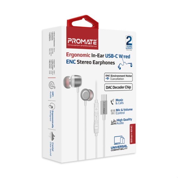 ⁦بروميت Silken-ENC – سماعة USB-C بميكروفون ENC وهيكل معدني وكابل TPE بطول 1.2 متر⁩ - الصورة ⁦5⁩