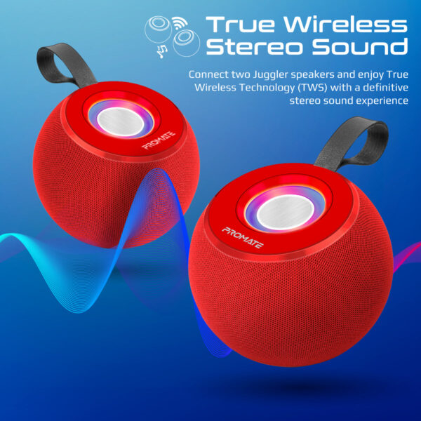 ⁦بروميت Juggler مكبر صوت 5 واط بدقة عالية، عرض ضوئي 360°، تشغيل حتى 4 ساعات، USB وفتحة بطاقة TF⁩ - الصورة ⁦22⁩