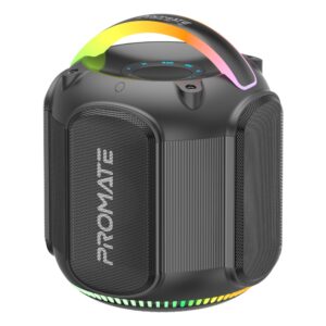 بروميت Strike-80 مكبر صوت 80 واط بتقنية TWS، بطارية 3600mAh حتى 6 ساعات، إضاءة RGB، مقاوم للماء IPX5، مقبض للتنقل واتصال متعدد