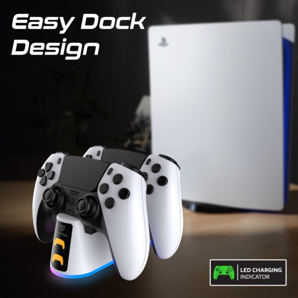 ⁦بروميت DuoDock-PS5 قاعدة شحن مزدوجة 2 في 1 لوحدات تحكم PS5 DualSense لشحن متزامن وسهل⁩ - الصورة ⁦2⁩