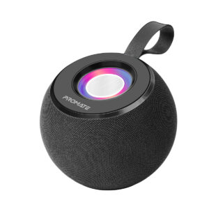 بروميت Juggler مكبر صوت 5 واط بدقة عالية، عرض ضوئي 360°، تشغيل حتى 4 ساعات، USB وفتحة بطاقة TF
