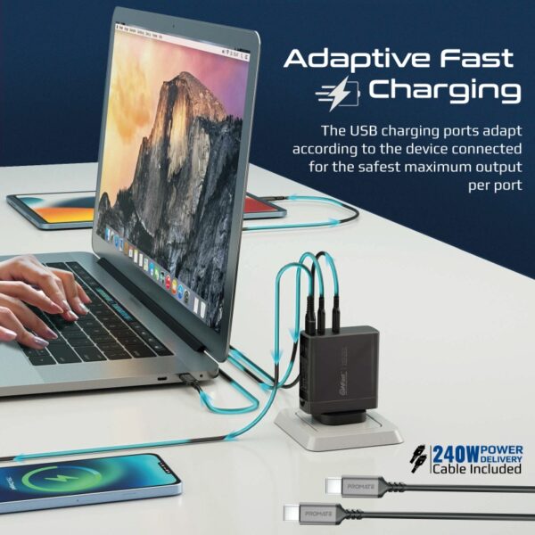 ⁦بروميت GaNCharge-140W شاحن GaN بقدرة 140 واط مع 3 منافذ USB وتقنية PD وQC ومقابس متعددة المناطق⁩ - الصورة ⁦2⁩