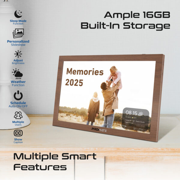 ⁦بروميت Memoria-10 إطار صور رقمي 10.1 بوصة بشاشة لمس، Wi-Fi، ذاكرة 16GB، يدعم الصور والفيديو والموسيقى، نظام أندرويد، USB وTF⁩ - الصورة ⁦20⁩