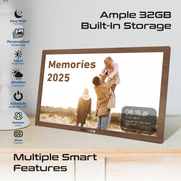 ⁦بروميت Memoria-15 إطار صور رقمي 15.6 بوصة بشاشة لمس، ذاكرة 32GB، Wi-Fi، نظام أندرويد، دعم USB/TF، صوت ومحتوى عالي الدقة⁩ - الصورة ⁦9⁩