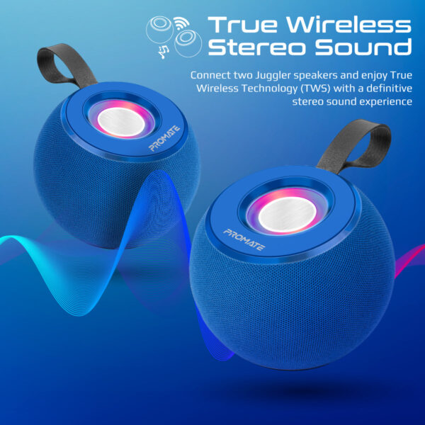 ⁦بروميت Juggler مكبر صوت 5 واط بدقة عالية، عرض ضوئي 360°، تشغيل حتى 4 ساعات، USB وفتحة بطاقة TF⁩ - الصورة ⁦14⁩