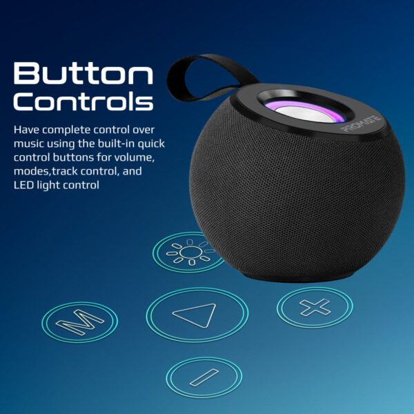 ⁦بروميت Juggler مكبر صوت 5 واط بدقة عالية، عرض ضوئي 360°، تشغيل حتى 4 ساعات، USB وفتحة بطاقة TF⁩ - الصورة ⁦13⁩