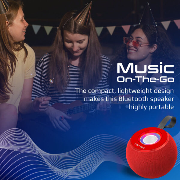 ⁦بروميت Juggler مكبر صوت 5 واط بدقة عالية، عرض ضوئي 360°، تشغيل حتى 4 ساعات، USB وفتحة بطاقة TF⁩ - الصورة ⁦9⁩