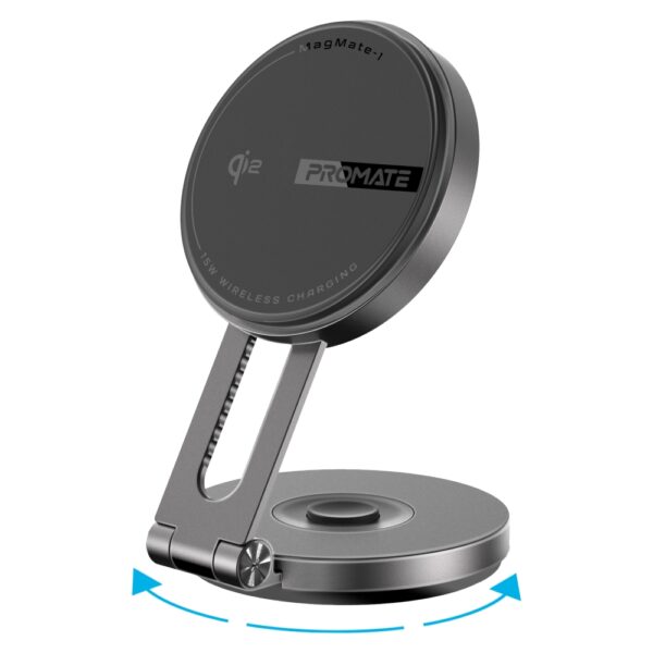 بروميت MagMate-1 حامل وشاحن سيارة مغناطيسي لاسلكي Qi2 بقدرة 15 واط متوافق مع MagSafe وذراع دوار 360° للتثبيت الذكي