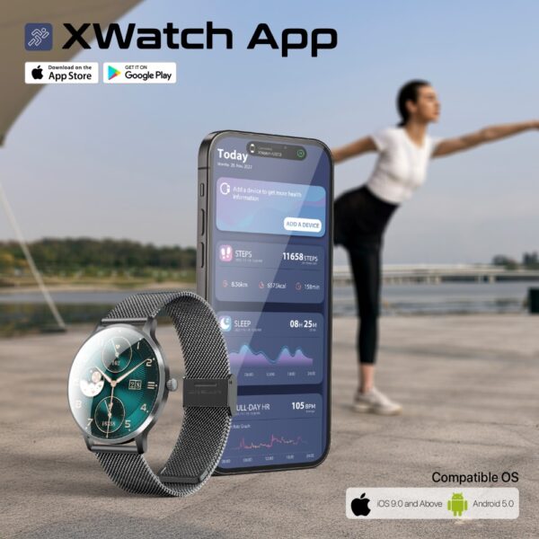 ⁦بروميت xWatch-US13 ساعة ذكية بشاشة AMOLED 1.32 بوصة، مكالمات بلوتوث، أكثر من 100 وضع رياضي، مقاومة للماء IP68، بطارية حتى 5 أيام⁩ - الصورة ⁦6⁩
